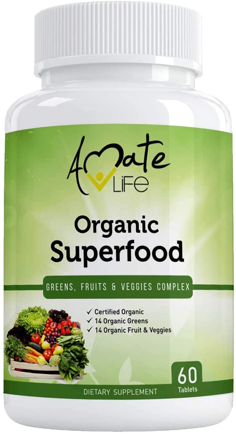 Amate Life Organic Superfood Greens Fruits and Veggies Complex - Top 10 Fruit and Vegetable Supplements